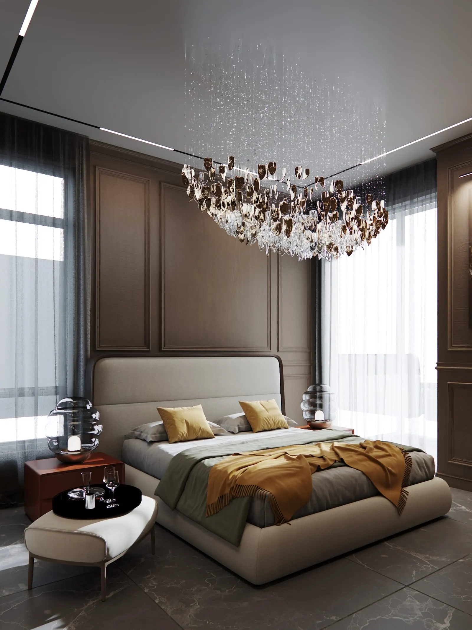 One-bedroom bedroom, render