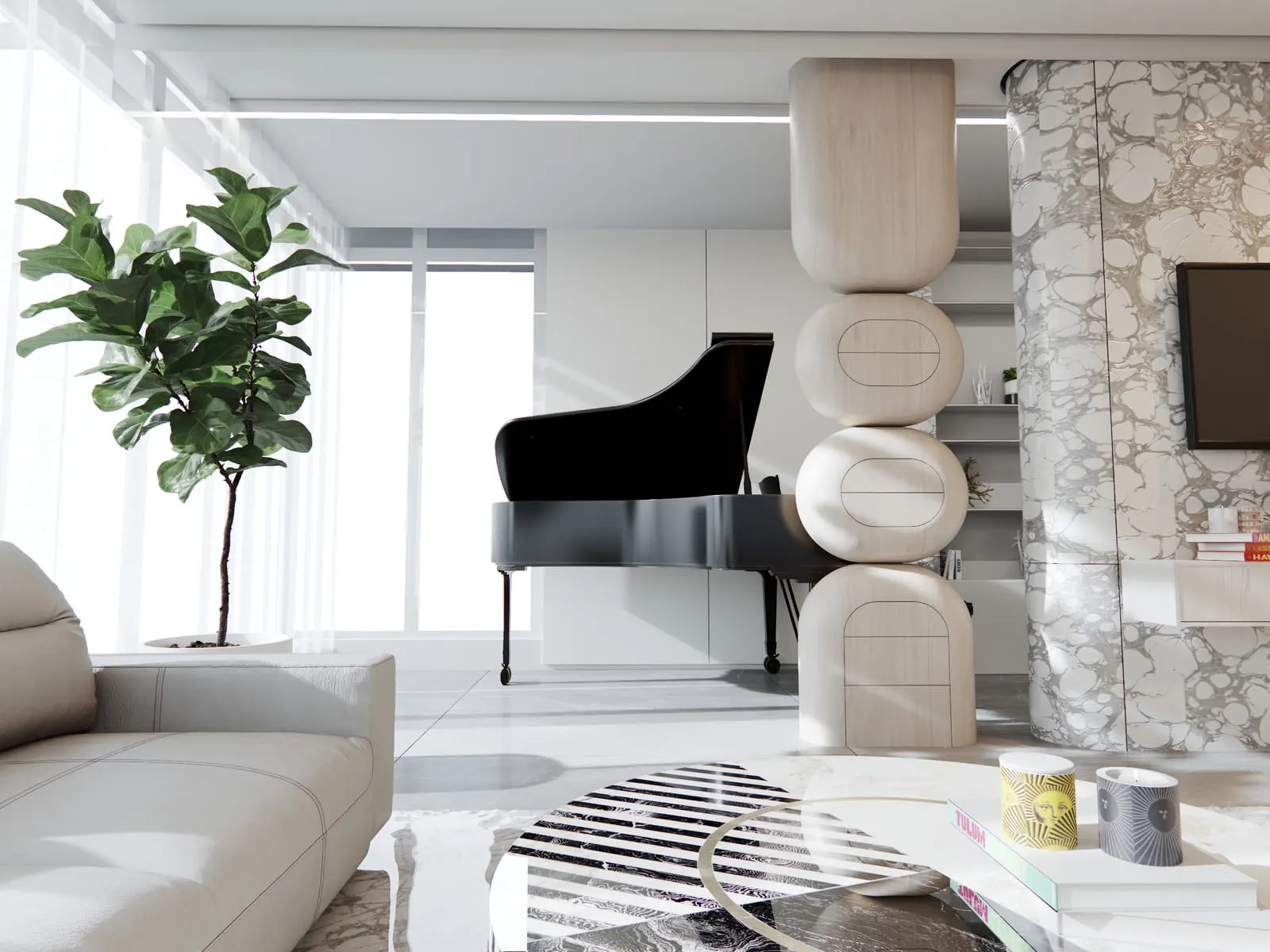 Three-bedroom lounge, render